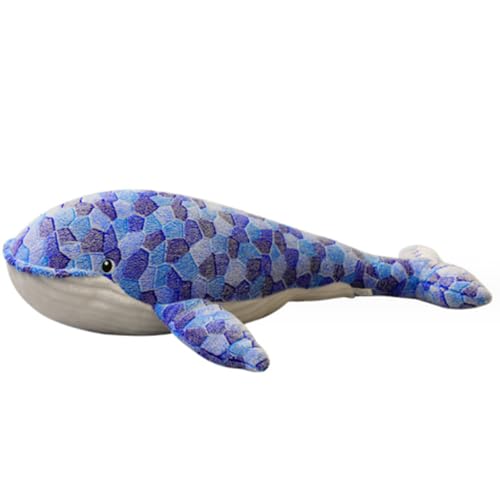 OUKEYI Almohada de peluche de ballena jorobada para ni&ntilde;os, ballena azul grande, juguete de peluche...