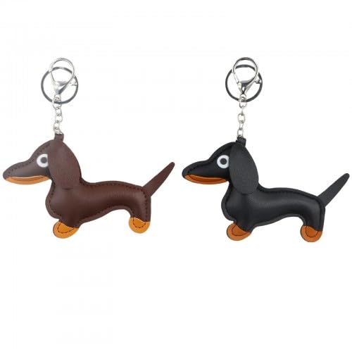 Wisebom Llavero Perro Salchicha en Cuero PU Teckel para Personas Favoritas - Regalo de Cumplea&ntilde;os...