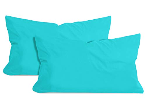 npluseins 2 Unidades algod&oacute;n Almohada &ndash; Jersey &ndash; Muchos Colores 1331.1812, Turquesa, ca. 40 x...
