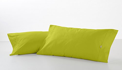 ESTELA - Funda de Almohada Combi Liso Color Pistacho - 2 Piezas de 45x95 cm - 50% Algod&oacute;n-50%...