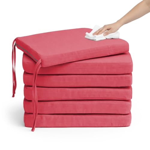 Pack 6 Coj&iacute;n para silla 45x45x5 cm｜Repelente al agua y f&aacute;cil de limpiar｜Con cintas de...