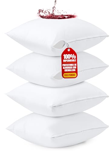 Utopia Bedding Protector de Cojin Impermeables 80 x 80 cm - Pack De 4 - Protectores Funda Cojin con...
