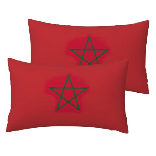 Juego de 2 fundas de cojín con diseño de la bandera de Marruecos, muy suaves, de calidad,...