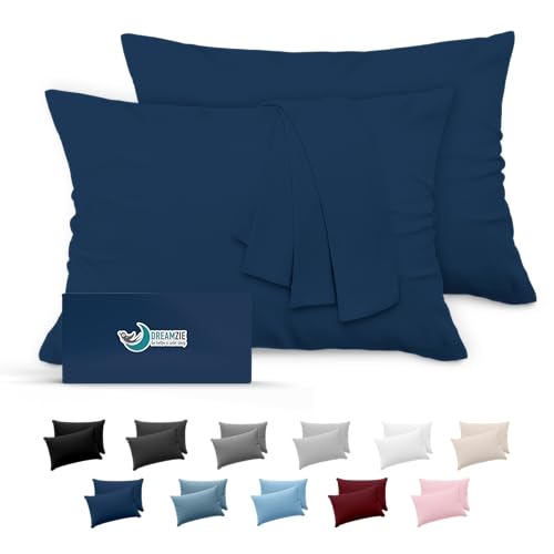 Dreamzie Fundas de Almohada (Juego de 2) - para Las Almohadas 50 x 70 cm, Az&uacute;l Oscuro, Microfibra...
