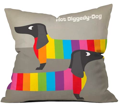 The Beach Stop Funda de coj&iacute;n decorativa con dise&ntilde;o de perro salchicha de arco iris, idea de...