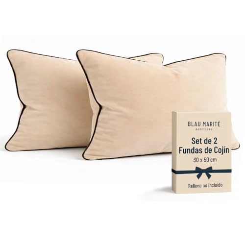 Blau Marit&eacute; Set de 2 Fundas Coj&iacute;n Terciopelo 30x50 cm &ndash; Cojines Decorativos sof&aacute; Cama sal&oacute;n....