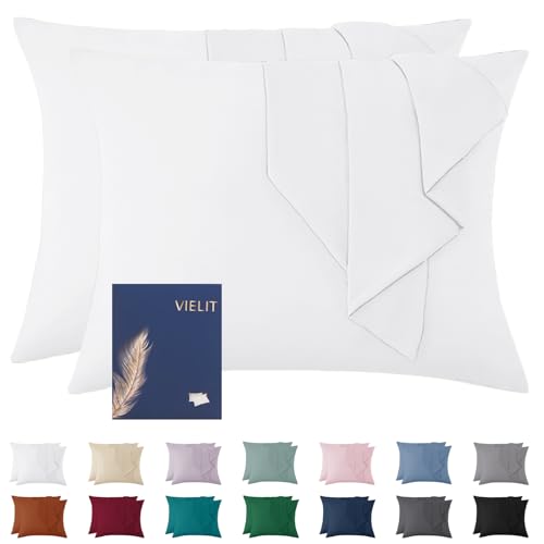 Vielit Juego de 2 fundas de almohada de 70 x 90 cm, microfibra, certificado ecol&oacute;gico, resistente e...
