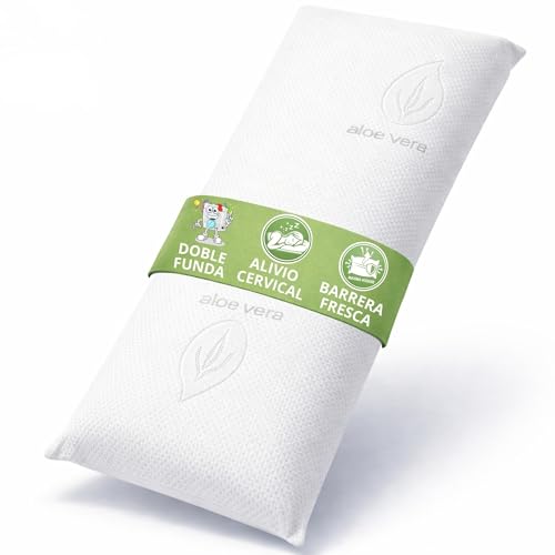 BRISOOS Almohada Viscoel&aacute;stica 135 cm Aloe Vera de N&uacute;cleo Compacto Indeformable &ndash; Almohada 135...