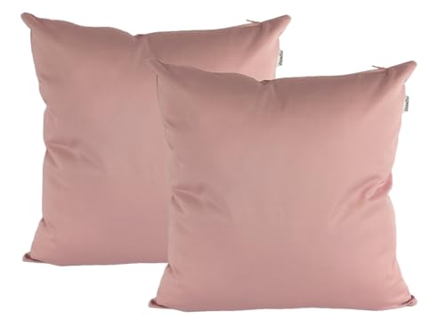 DiseLio - Fundas Cojines 45x45 Color Liso Rosa Pastel - Juego 2 Fundas Coj&iacute;n Sof&aacute; y Cama...
