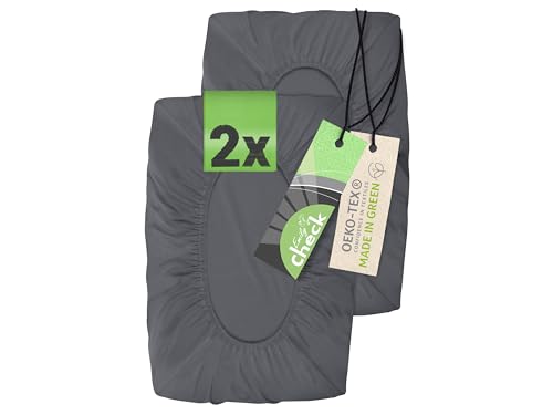 Emily&acute;s Check Pack de 2 fundas para almohada cervical 1596.2323, 30-35 x 45-50 cm, antracita