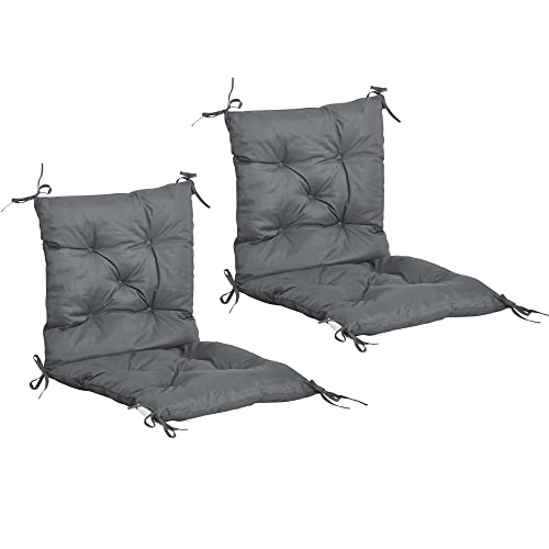 Outsunny - Juego de 2 Cojines para Silla de Exterior, coj&iacute;n de Silla con Sujetadores, Cojines de...