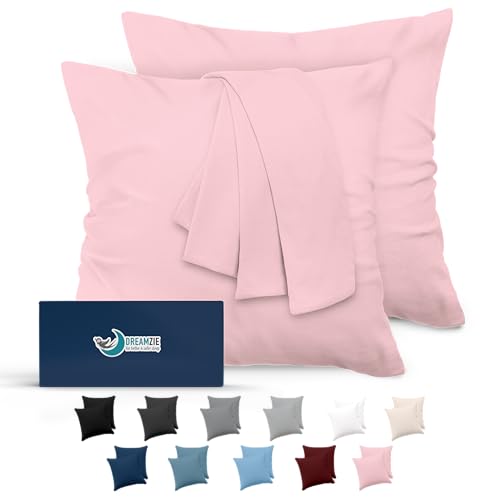 Dreamzie Fundas de Almohada (Juego de 2) - para Las Almohadas 65 x 65 cm, Rosa, Microfibra (100%...