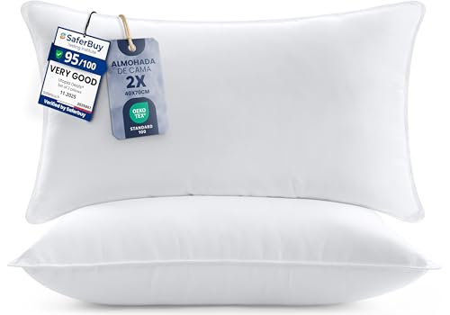 Utopia Bedding Almohadas (2 Unidades), 40 x 70 cm Almohadas de Primera, Fibra Hueca Virgen...