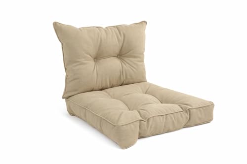 POKAR Set de 2 Cojines para Silla de Exterior: Asiento 50x50x10 + Respaldo 50x40x10 cm | Impermeable...