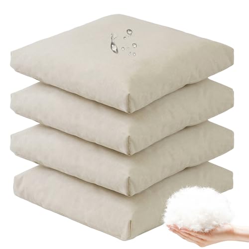 Viste tu hogar Pack 4 Cojines Silla Exterior 40x40cm, Tela Alta Densidad, 50% algod&oacute;n 50%...
