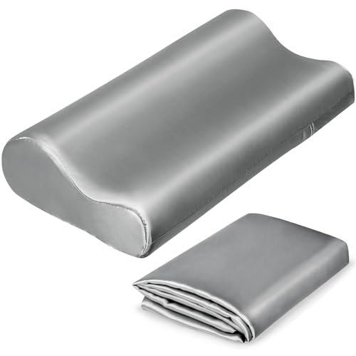 Lujosa funda de almohada de sat&eacute;n para almohadas de espuma viscoel&aacute;stica de contorno, 60 x 35 cm,...
