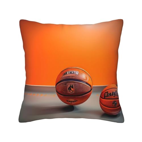 Evengigy Funda de cojín cuadrada con estampado de baloncesto naranja, 30 x 30 cm