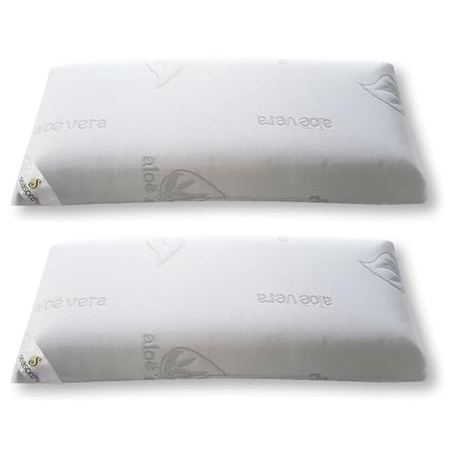 SEASONS - Pack 2 Almohadas Viscoelásticas 70 cm, Antiácaros y Antibacterias, Tejido con Hilo de...