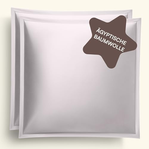 Amqua Mako Juego de 2 fundas de almohada de sat&eacute;n de 70 x 90 cm, 100 % algod&oacute;n egipcio...