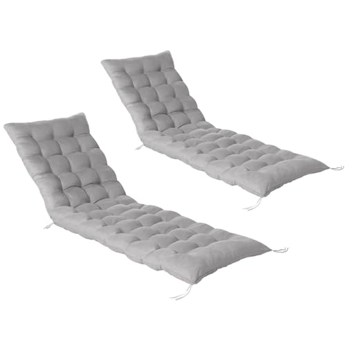 IDMarket - Coj&iacute;n universal para tumbona (180 cm, 2 unidades), color gris