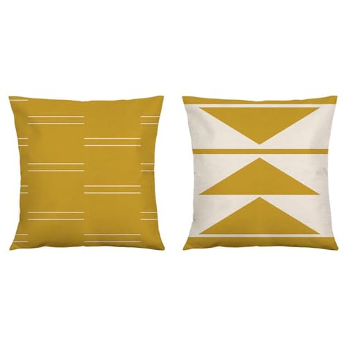 BREASOME Fundas Cojines 45x45 cm, Juego de 2 Fundas de Cojin Abstracta Geom&eacute;trico Amarillo Fundas...