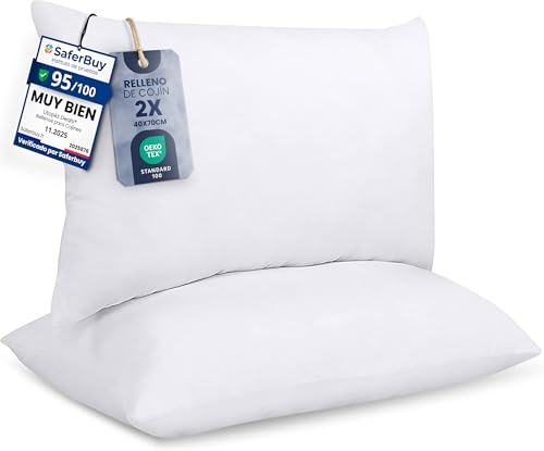 Utopia Bedding Relleno de Coj&iacute;n 40 x 70 cm (2 Unidades), Fibra Virgen Siliconada, Almohadas de...