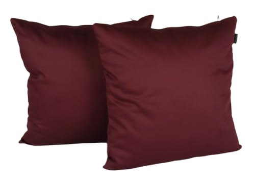 DiseLio - Fundas Cojines 45x45 Color Liso Granate Caoba - Juego 2 Fundas Coj&iacute;n Sof&aacute; y Cama...