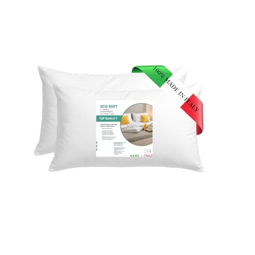 GM Eco Soft Almohada, 50 x 80 cm, 2 unidades, funda de fibras sint&eacute;ticas, hipoalerg&eacute;nica, lavable,...