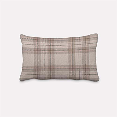 SCH&Ouml;NER LEBEN. Funda de coj&iacute;n a cuadros de cuadros natural rosa marr&oacute;n, tama&ntilde;o: 40 x 60 cm (alto...