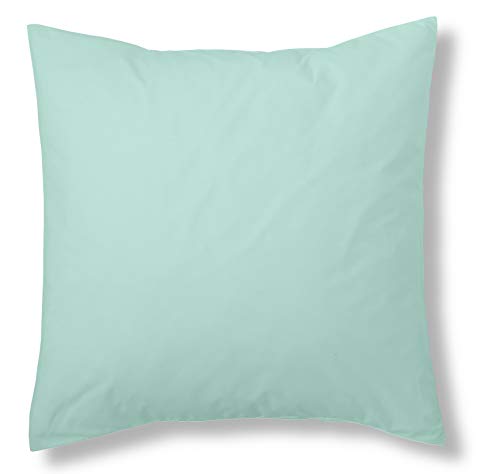 ESTELIA - Funda de coj&iacute;n Lisa Color Aqua - 40x40 cm - 50% algod&oacute;n / 50% poli&eacute;ster - 144 Hilos