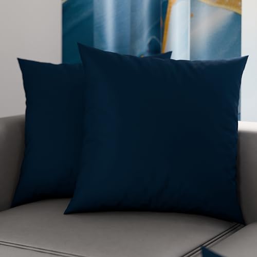 PETTI Artigiani Italiani - Par de Fundas de Almohada 50x50 cm, Pareja de Funda de Cojín Lisas Azul...