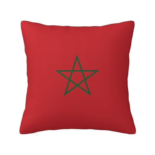 CNTDBU Funda de coj&iacute;n de felpa de doble cara con la bandera de Marruecos, funda de almohada...