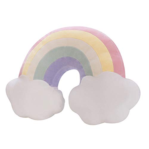 Nicole Knupfer Cojín de arco iris con corona con nubes para cama de bebé, sofá, sillas, cojines...