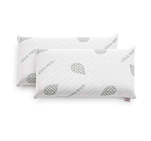 textil-home Pack (2 Unidades) Almohada Viscoel&aacute;stica - 60 cm - Tejido Ecol&oacute;gico Aloe Vera, N&uacute;cleo...