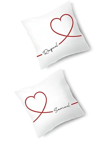 Gen&eacute;rico Pack 2 Cojines Personalizados con Nombre para Parejas Relleno Incluido, Dise&ntilde;o de...