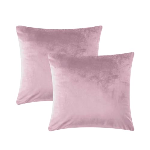 AMEHA Fundas de cojín de Terciopelo Rosa de 45 x 45 cm – Fundas de Almohada Decorativas – Juego...