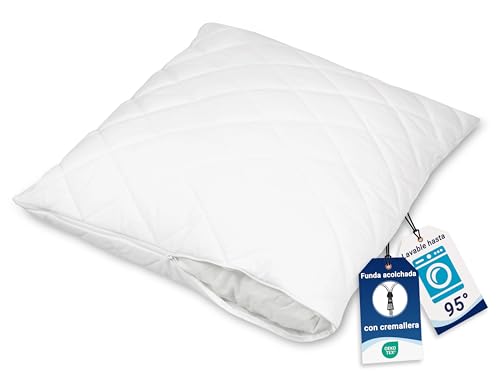 ZOLLNER Protector de Almohada Acolchado en 70x90 cm - Funda Protectora Transpirable con Cremallera -...