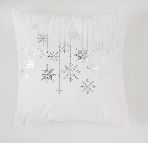 MINT DECO Funda de Coj&iacute;n Terciopelo Guirlande Blanco Plata 45X45