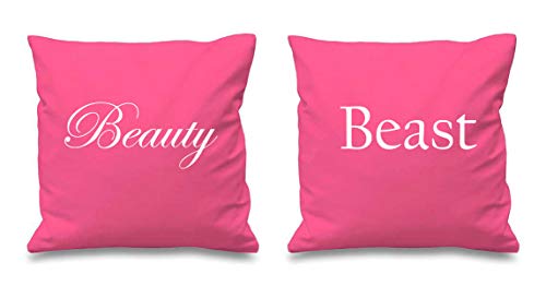 Belleza y bestia rosa cojines fundas de cojín 16 'x 16 parejas San Valentín aniversario de boda...