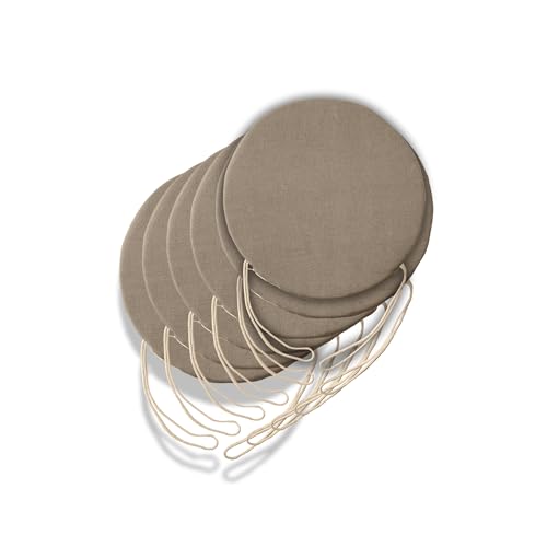 6 cojines redondos para silla de cocina, con funda extra&iacute;ble, cojines con lazos, fabricados en...