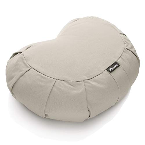 BODYMATE Coj&iacute;n de Yoga Media Luna 42 cm Largo 30 cm Ancho 15 cm Alto | Relleno de c&aacute;scaras de...