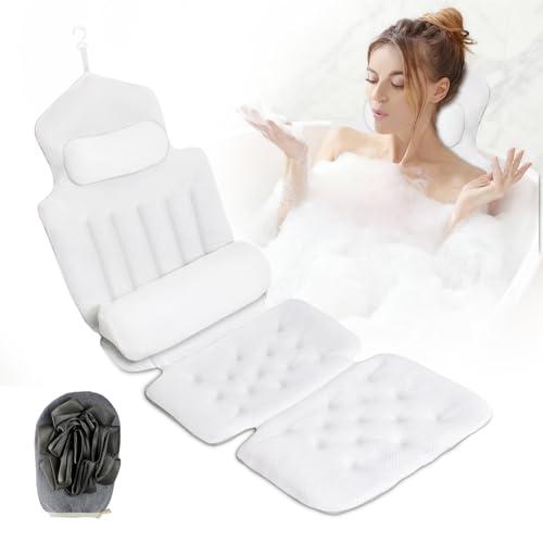 Yuning Coj&iacute;n para Ba&ntilde;era de Cuerpo Entero,131&times;41cm Almohada Ba&ntilde;era con Reposacabezas y Soportes...