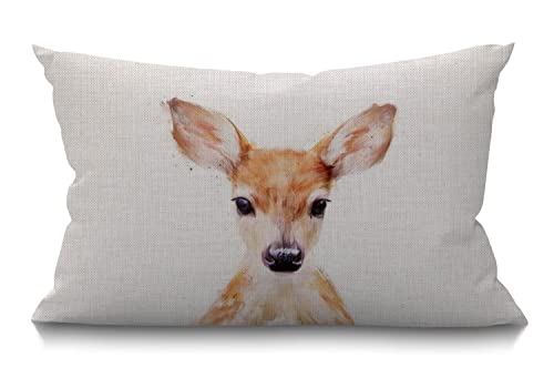 BGBDEIA Funda de cojín con diseño de ciervos, diseño de animales, color marrón, de algodón, con...