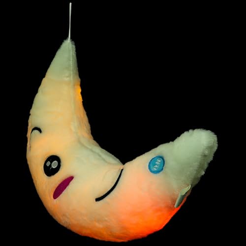 Homoyoyo Almohada de Peluche Luz LED en Forma de Luna, Coj&iacute;n Luminoso para y Adultos, Adecuado para...