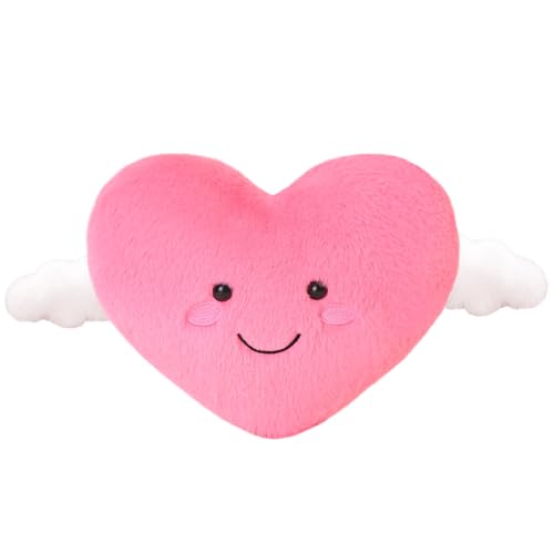 Xfrog Peluche de coraz&oacute;n Rosa para San Valent&iacute;n, Bonito coj&iacute;n de coraz&oacute;n con alas, Suave Peluche...