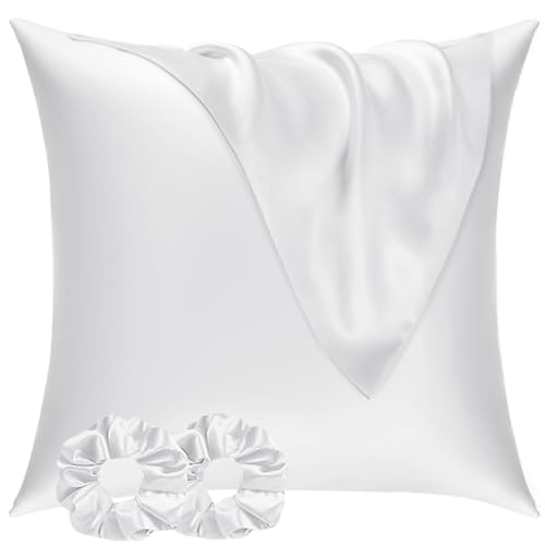 Vielit 2 Piezas Funda Almohada Sat&eacute;n 60x60 Blanco, Suave Como la Seda, para el Cabello y la Piel -...