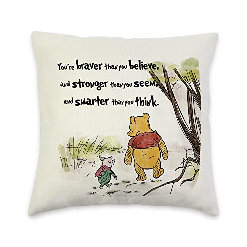 You Braver Than You Believe: funda de coj&iacute;n decorativa de lino, Winnie The Pooh and Piglet funda de...