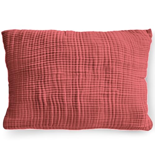 PinkZebra Funda de coj&iacute;n de muselina org&aacute;nica de doble gasa, 20 x 30 cm, para ni&ntilde;os y adultos,...