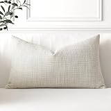Artscope Juego de 1 Fundas de Cojines Decorativas Cuadradas de Lino 40 x 60 cm para Decoración del...