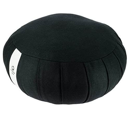 Tierra Zen ME003BK Zafu Coj&iacute;n de Meditaci&oacute;n Redondo de Miraguano Negro 35 x 21 cm